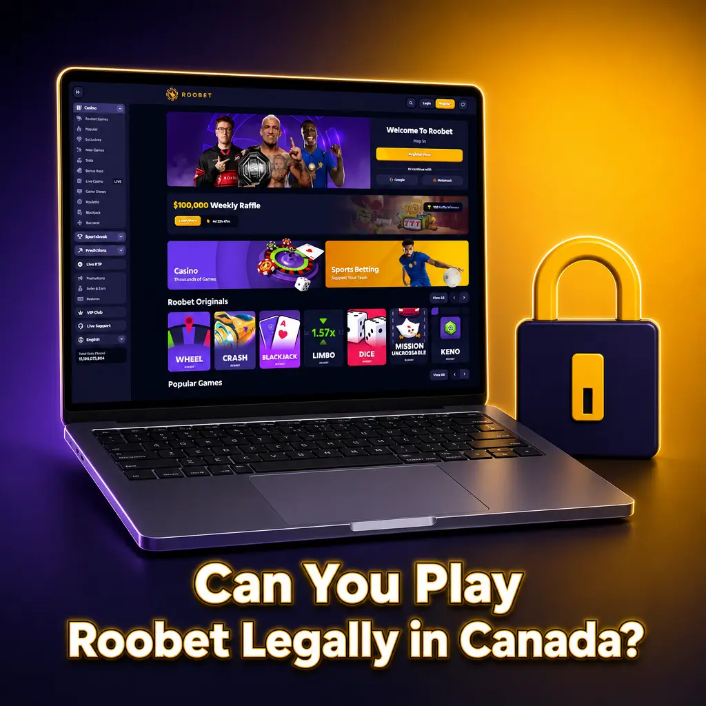 Roobet's Curacao-licensed platform for Canadian players, showing account settings, deposit limits, and provably fair game verification tools.