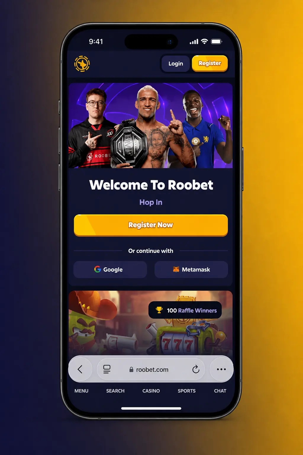 Step-by-step guide showing how to install the Roobet iOS PWA app via Safari and add it to the Home Screen.