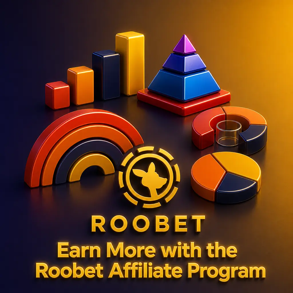 Roobet affiliate program dashboard showing referral links, commission tracking, and crypto payout details for partners