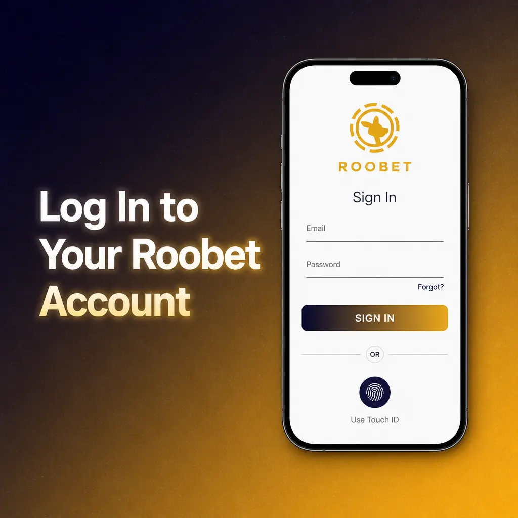 Roobet login screen showing email, password, and social login options to access account dashboard