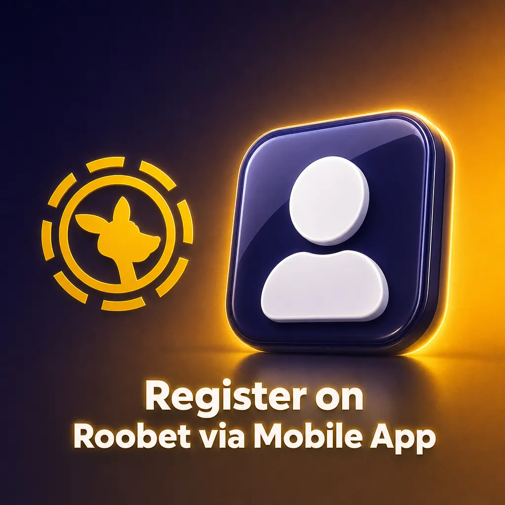 Screenshot showing how to register on Roobet via mobile app using a phone browser and Add to Home Screen option.