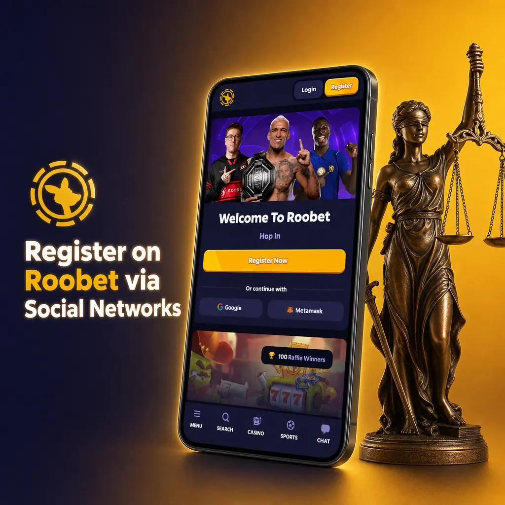 Registering on Roobet using Google or Facebook social login for quick account sign-up