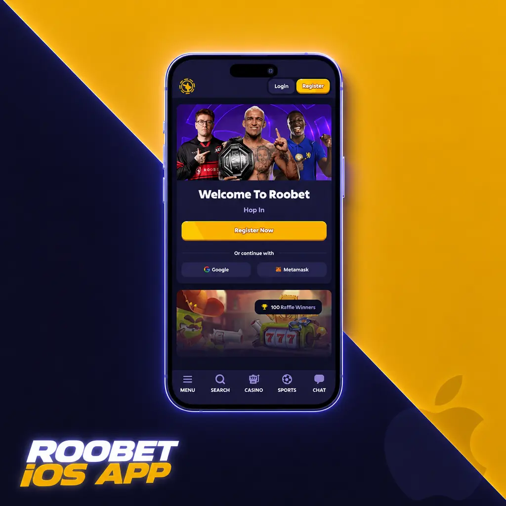 Roobet iOS web app setup guide showing how to add the site to your iPhone home screen via Safari