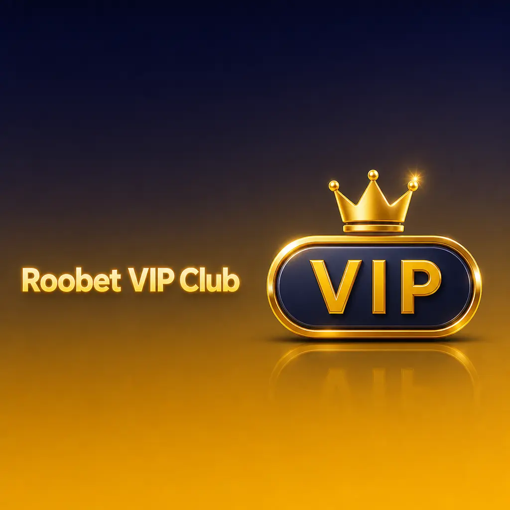 Roobet VIP Club logo showing tiered rewards, rakeback, and dedicated account manager perks for consistent players.