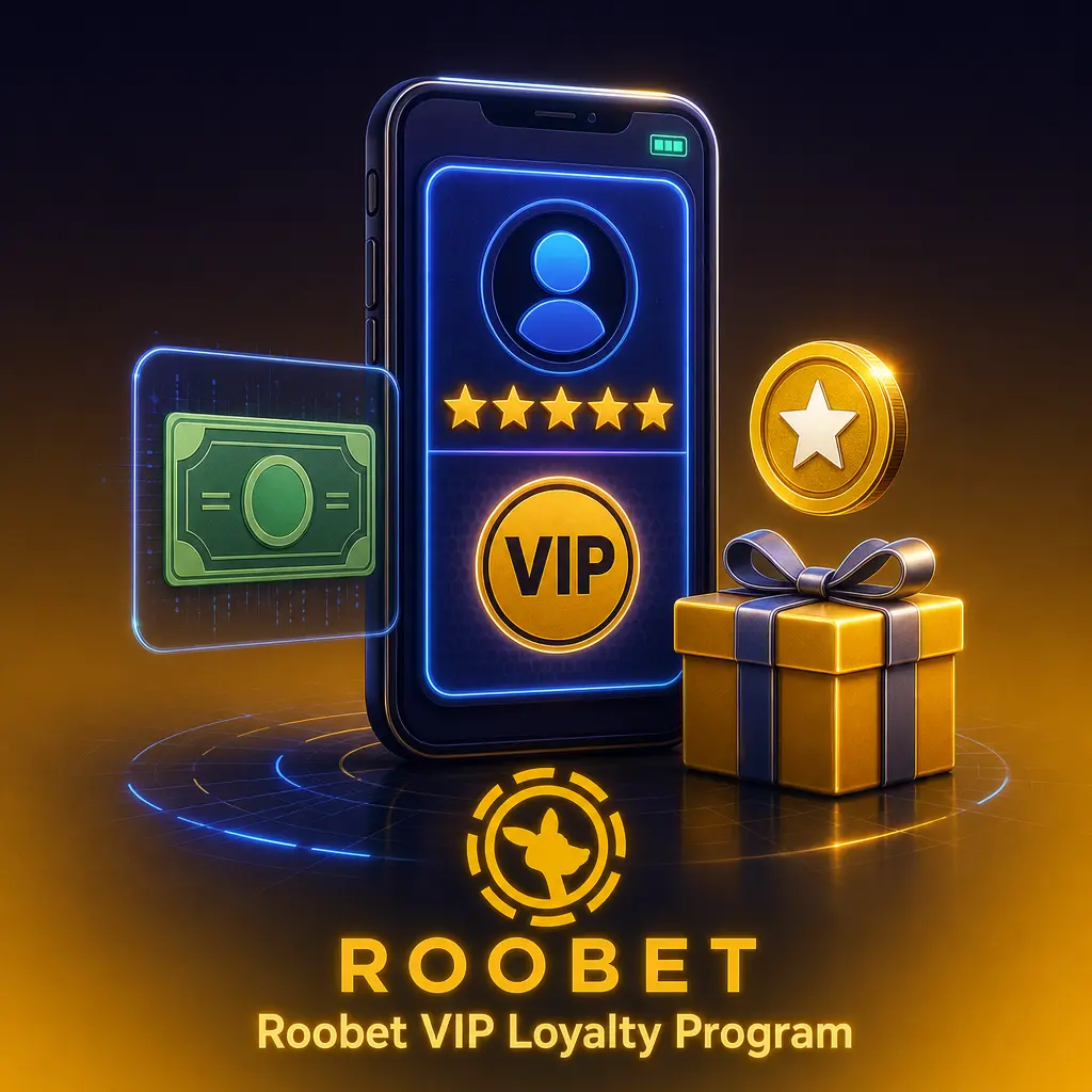 Roobet VIP loyalty program tiers showing rakeback rewards and bonuses earned through wagering on slots and originals