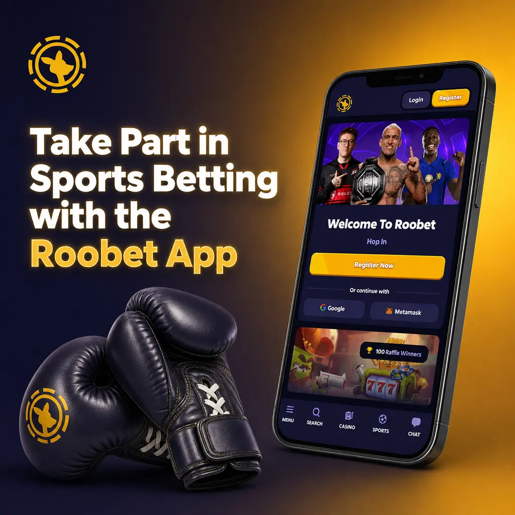 Roobet app interface for sports betting, showing live odds, bet slip, and markets for soccer, hockey, and esports.